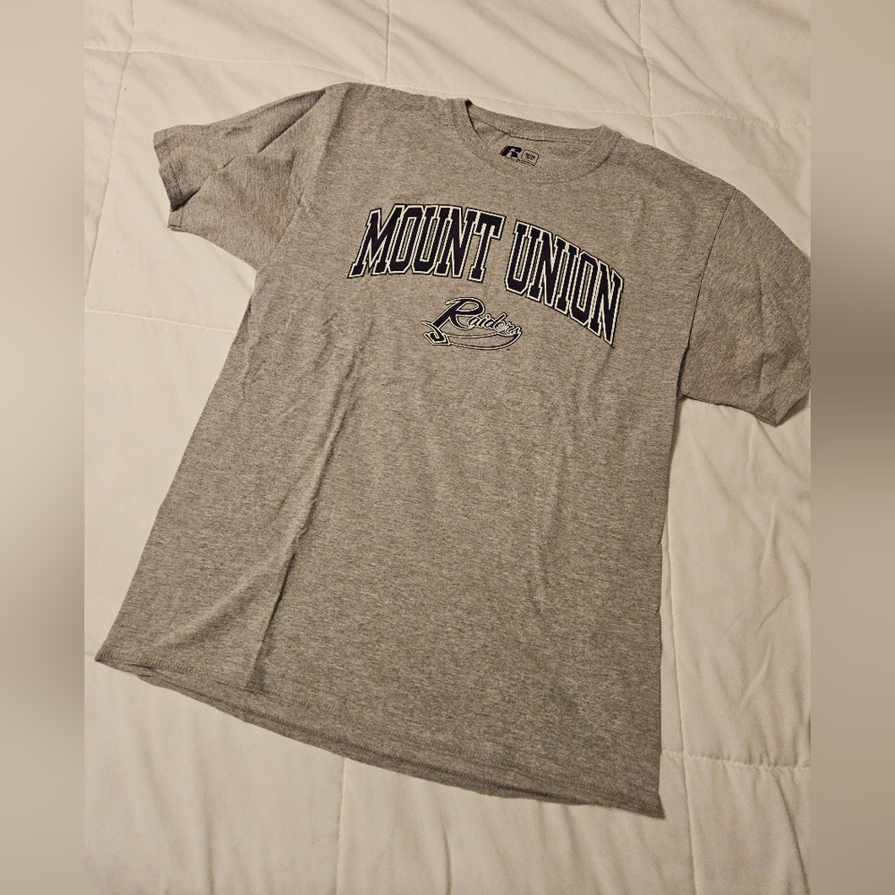 New Russell Athletic Gray Mount Union Tee